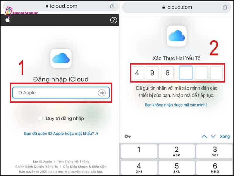 Thoát iCloud ẩn bằng trang web icloud.com